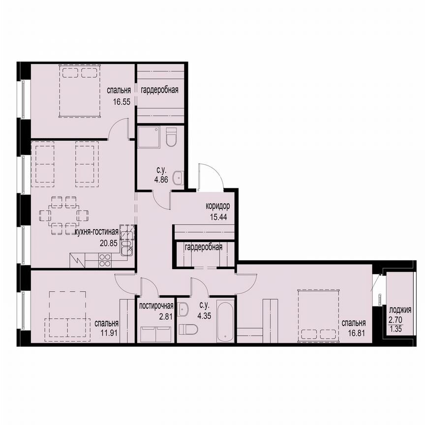 3-к. квартира, 94,9 м², 2/12 эт.
