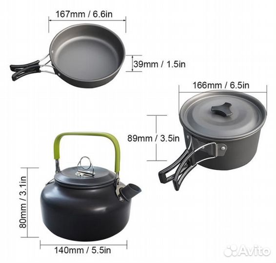 Туристический набор посуды 10 шт