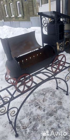 Мангал с коптилкой паровозик