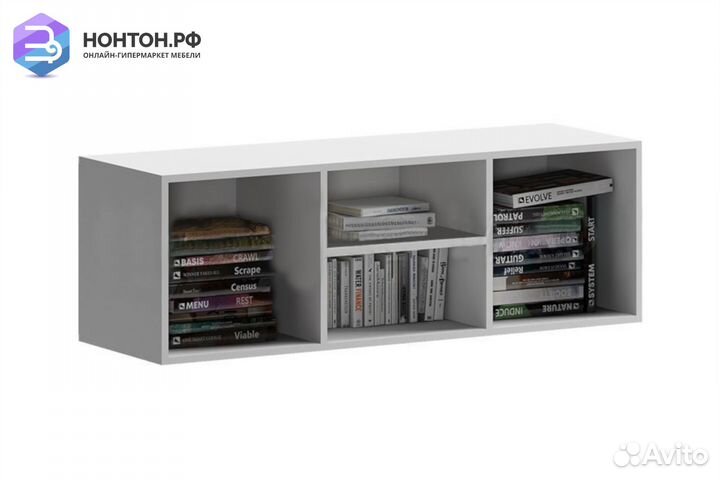 Антресоль Вега NEW Позитив бетон темный / белый