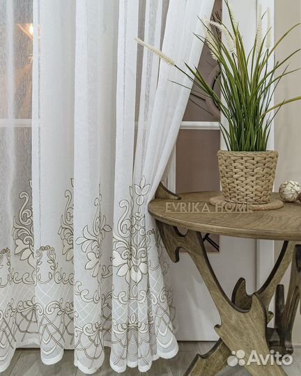 Тюль флоренция бронза готовый на окна пошив