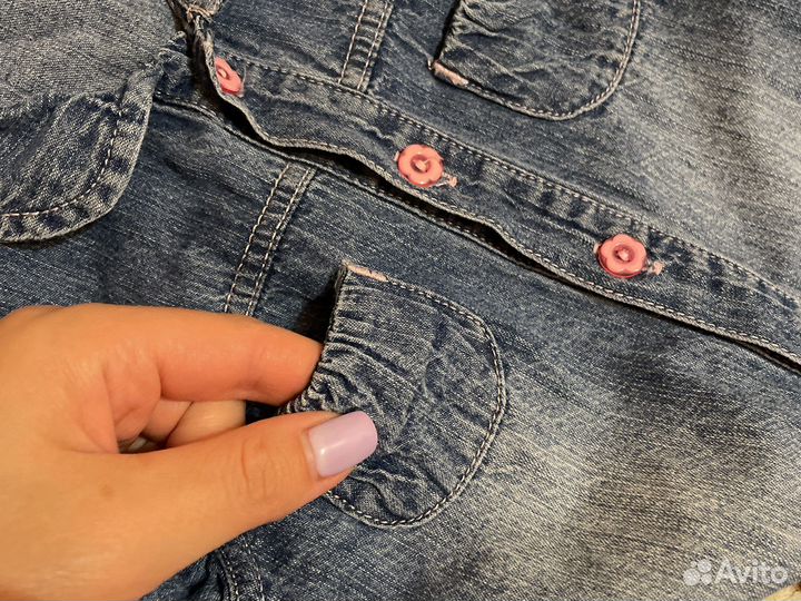Джинсовая рубашка 80 + лосины 80