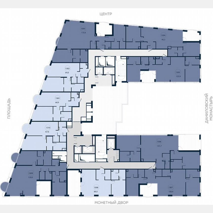 1-к. апартаменты, 84,4 м², 13/13 эт.