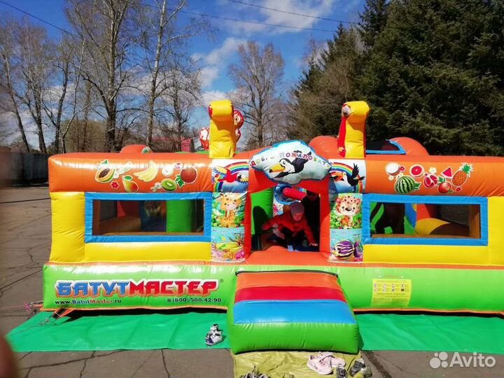 Детский надувной батут с горкой бу