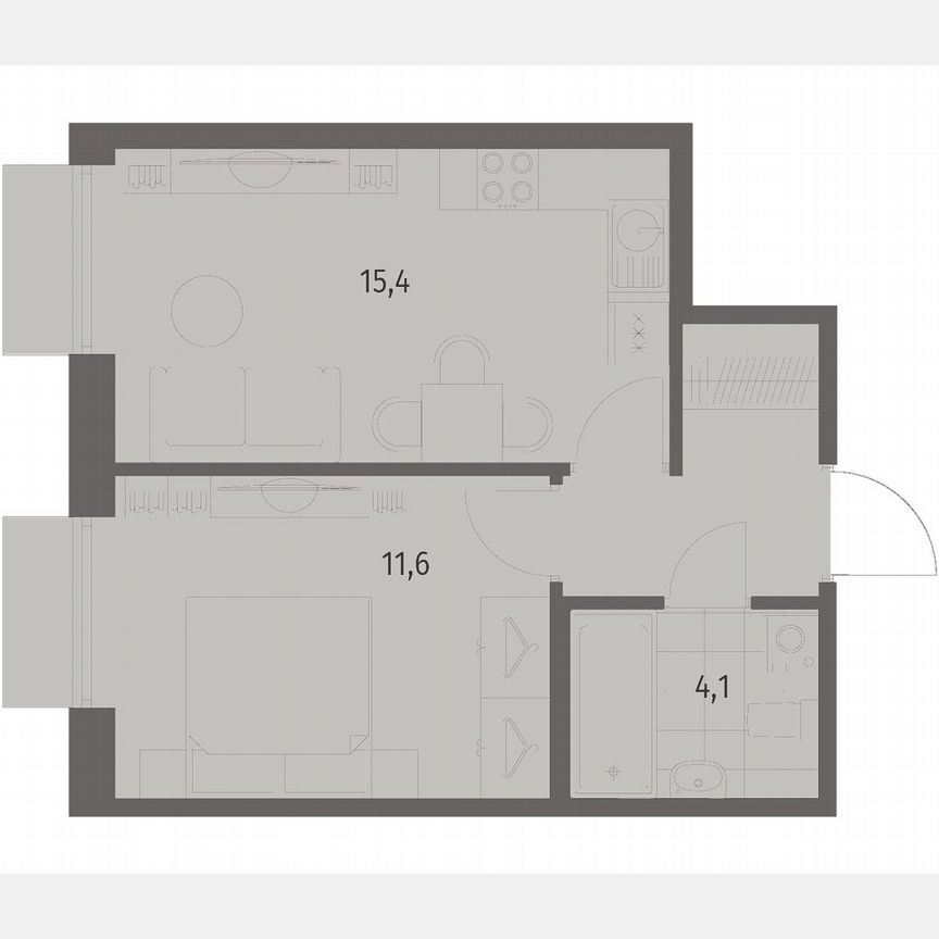 1-к. квартира, 35,5 м², 2/12 эт.