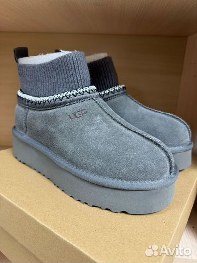 Ugg tazz tasman chestnut с носком серые lux