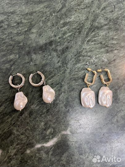 Шикарные серьги Конго с искуственным жемчугом