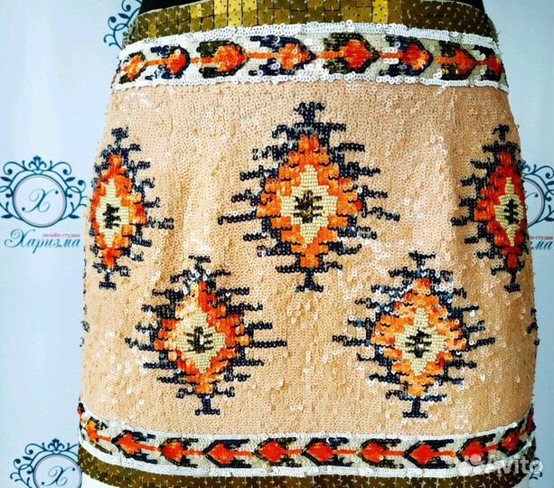 Вечерняя золотая Юбка с пайетками Zara Н&М