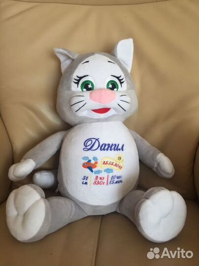 Игрушка С метрикой, игрушка с именной вышивкой