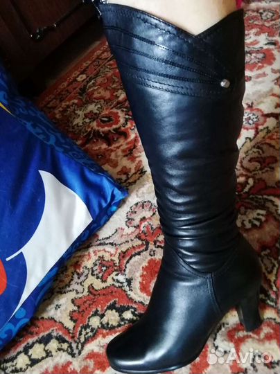 Новые кожаные зима сапоги