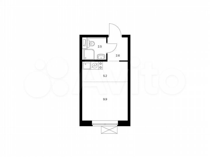 Квартира-студия, 20,2 м², 9/9 эт.