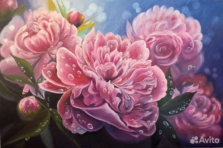 Картина маслом пионы