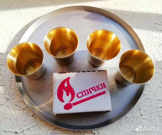 Рюмки стопки мельхиор с позолотой