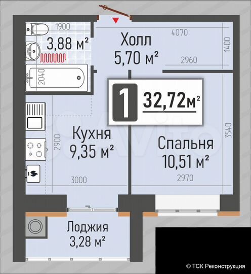 1-к. квартира, 32,7 м², 10/10 эт.