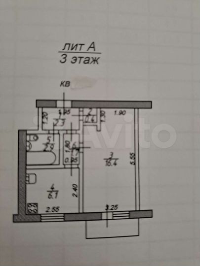 1-к. квартира, 30 м², 3/4 эт.
