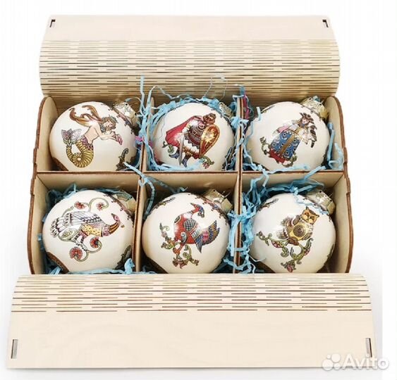 Фарфоровый набор новогодних шаров 