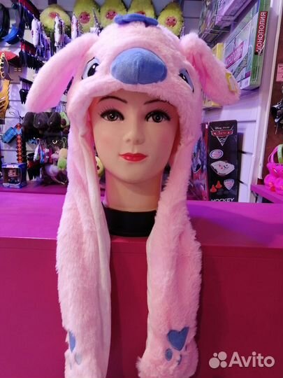 Шапка пушистая с ушами Ангел / Лило и Стич