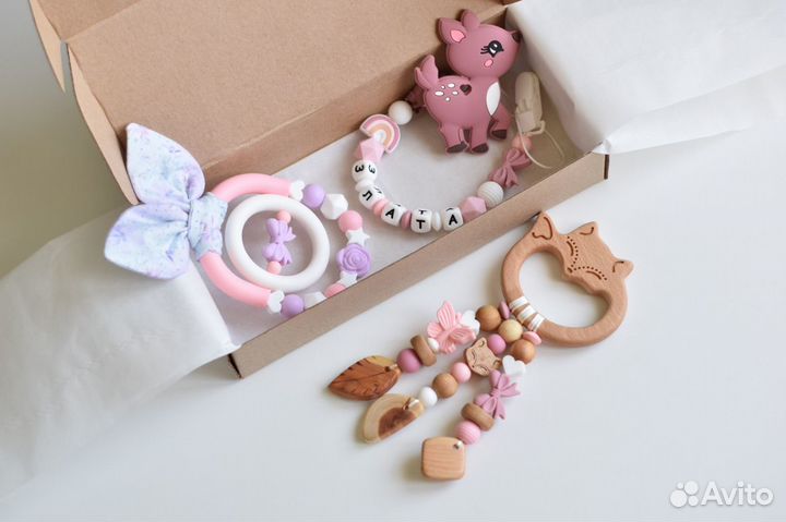 Держатель для пустышки, именные грызунки