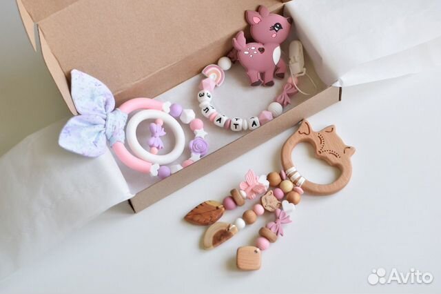 Держатель для пустышки, именные грызунки