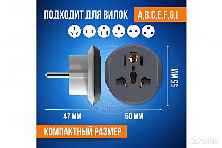 Сетевой евро переходник с AU,US,UK,CN,EU