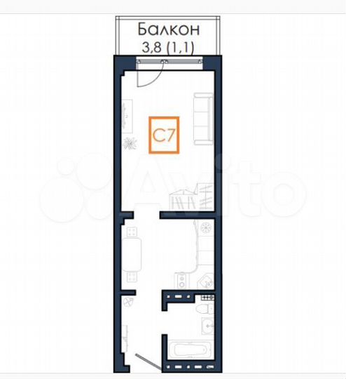 1-к. квартира, 28,9 м², 16/18 эт.