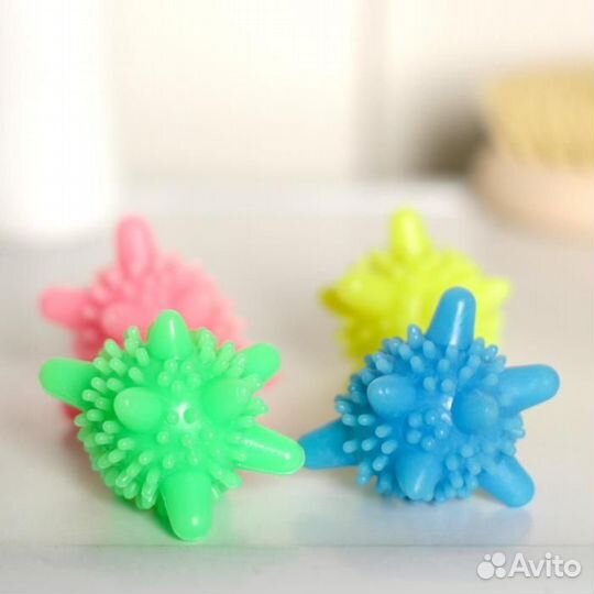 Шары для стирки белья Доляна, d6 см, 4 шт, цвет ми