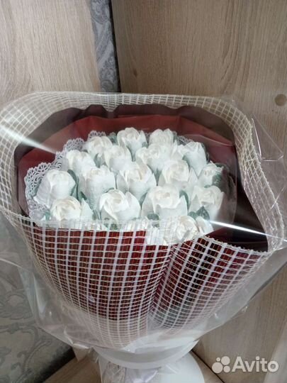 Много зефирных букетов ручной работы