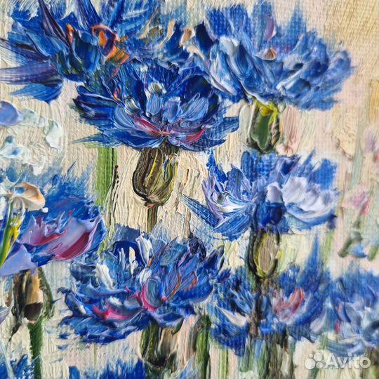 Картина с васильками цветы васильки маслом