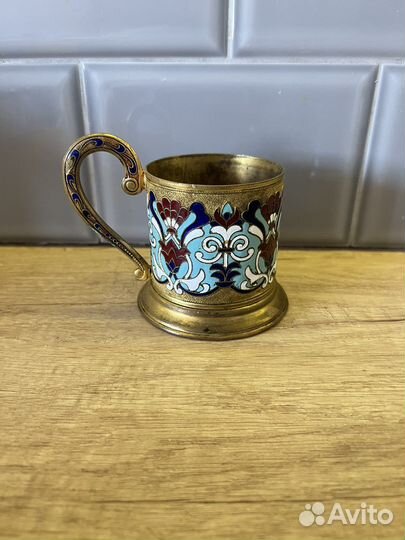 Подстаканник СССР латунь эмаль
