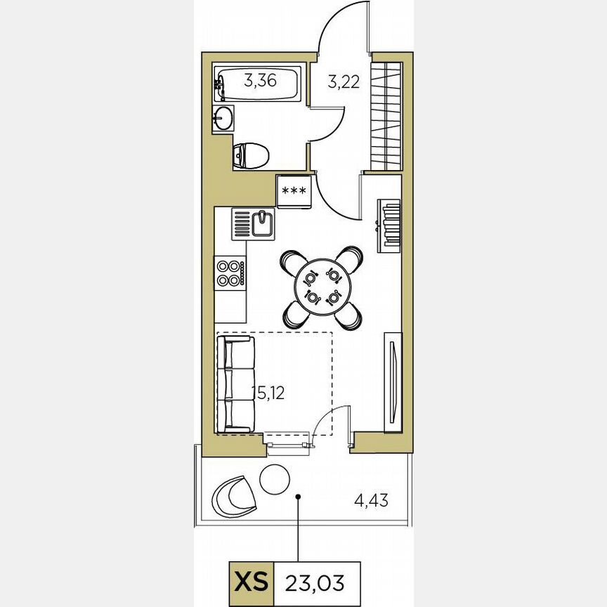 Квартира-студия, 16,3 м², 16/24 эт.