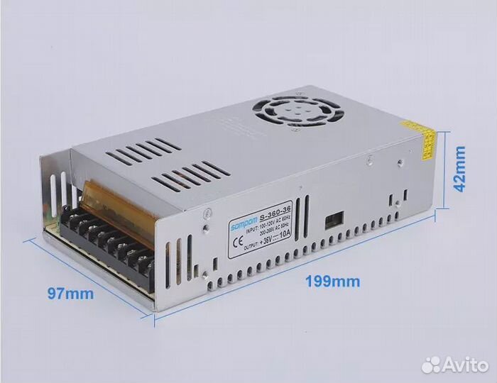 Блок питания 36V 10A 360W, источник питания S-360