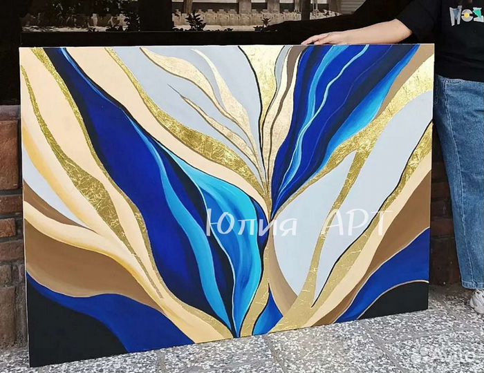 Картина с золотом в интерьер на холсте