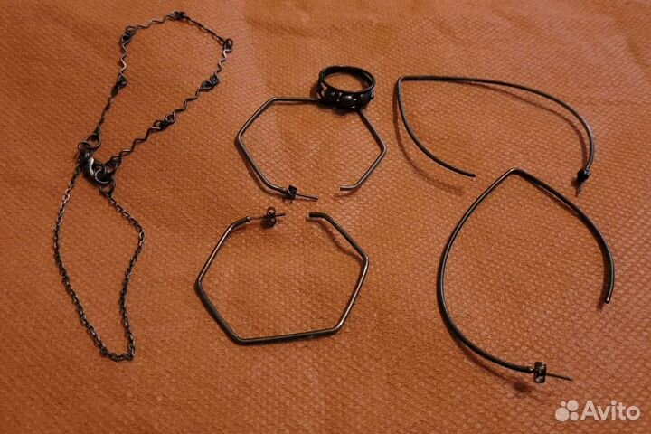 Серьги пуссеты США черный металл