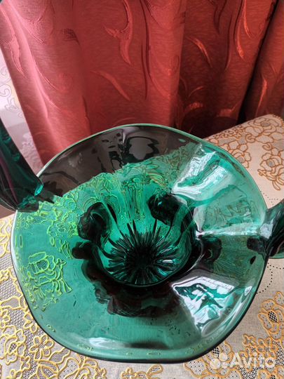 Ваза конфетница цветное стекло СССР