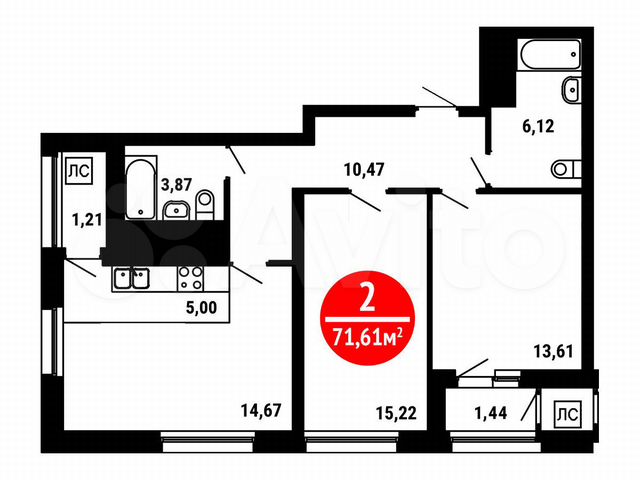 2-к. квартира, 71,6 м², 20/25 эт.