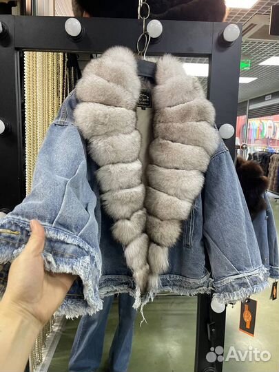 Джинсовая куртка с натуральным мехом