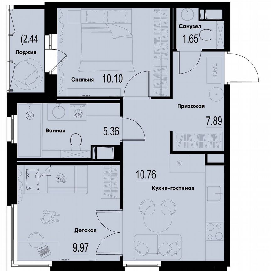 2-к. квартира, 47,1 м², 7/12 эт.