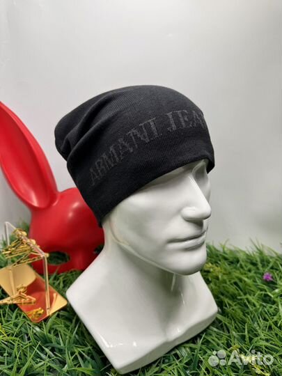 Лёгкая премиум шапка Armani Jeans колпак черный