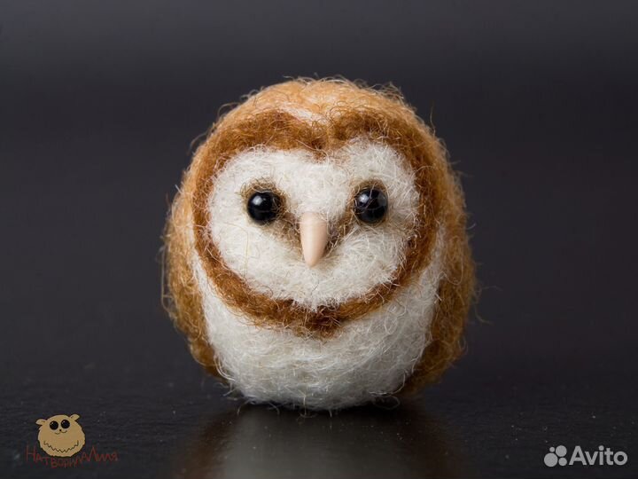 Сова сипуха из шерсти, Амбарная сова фигурка