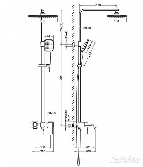 Душевая стойка Timo Selene SX-1013/03 черная