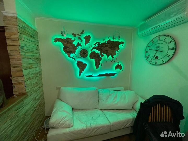 Карта мира на стену с подсветкой