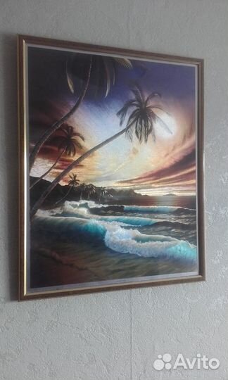 Картина металлография. Море, пальмы