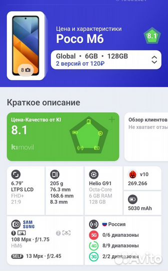 Xiaomi Poco M6, 6/128 ГБ