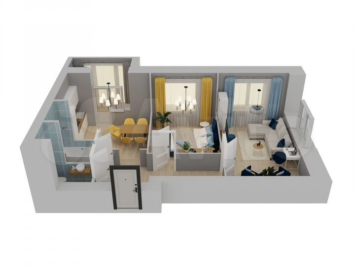 2-к. квартира, 55,4 м², 2/10 эт.