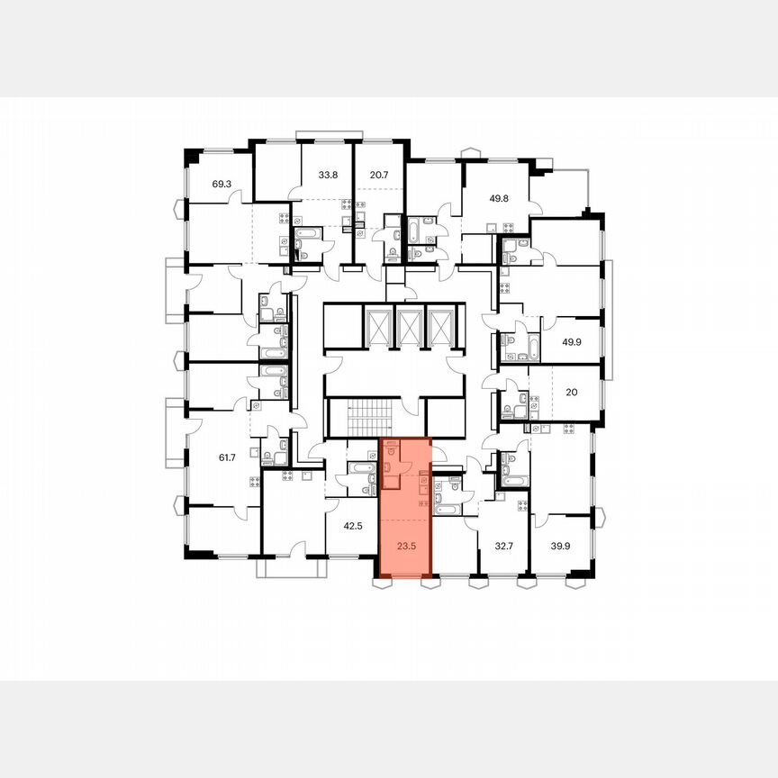 Квартира-студия, 23,5 м², 21/24 эт.