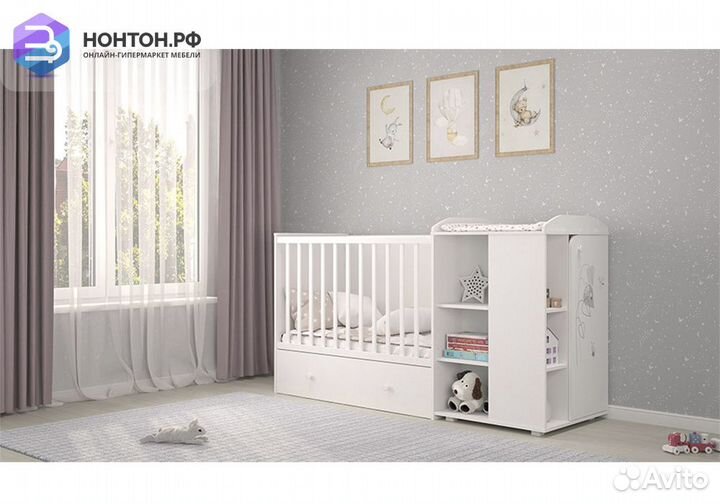 Кроватка-трансформер с комодом French 800 Amis бел