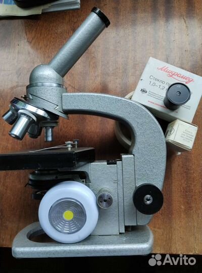 Микроскоп школьнику с подсветкой и стеклами