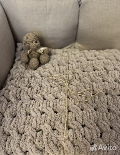 Вязаный плюшевый плед