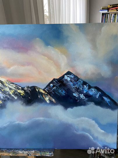 Картина маслом на холсте Горы большая
