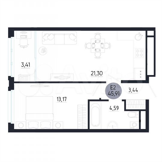 1-к. квартира, 45,9 м², 11/25 эт.